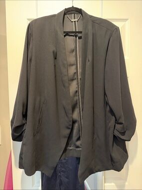 Tahari Black Open-Front Draped Blazer